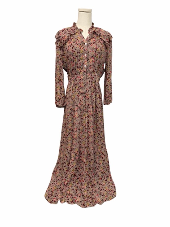 ba&sh Dresses & Skirts - Ba&sh Maggie Ruffled Floral-Print Crepon Midi Dress Pink Size Small Milkmaid